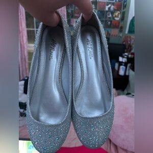 Silver bedazzled flats